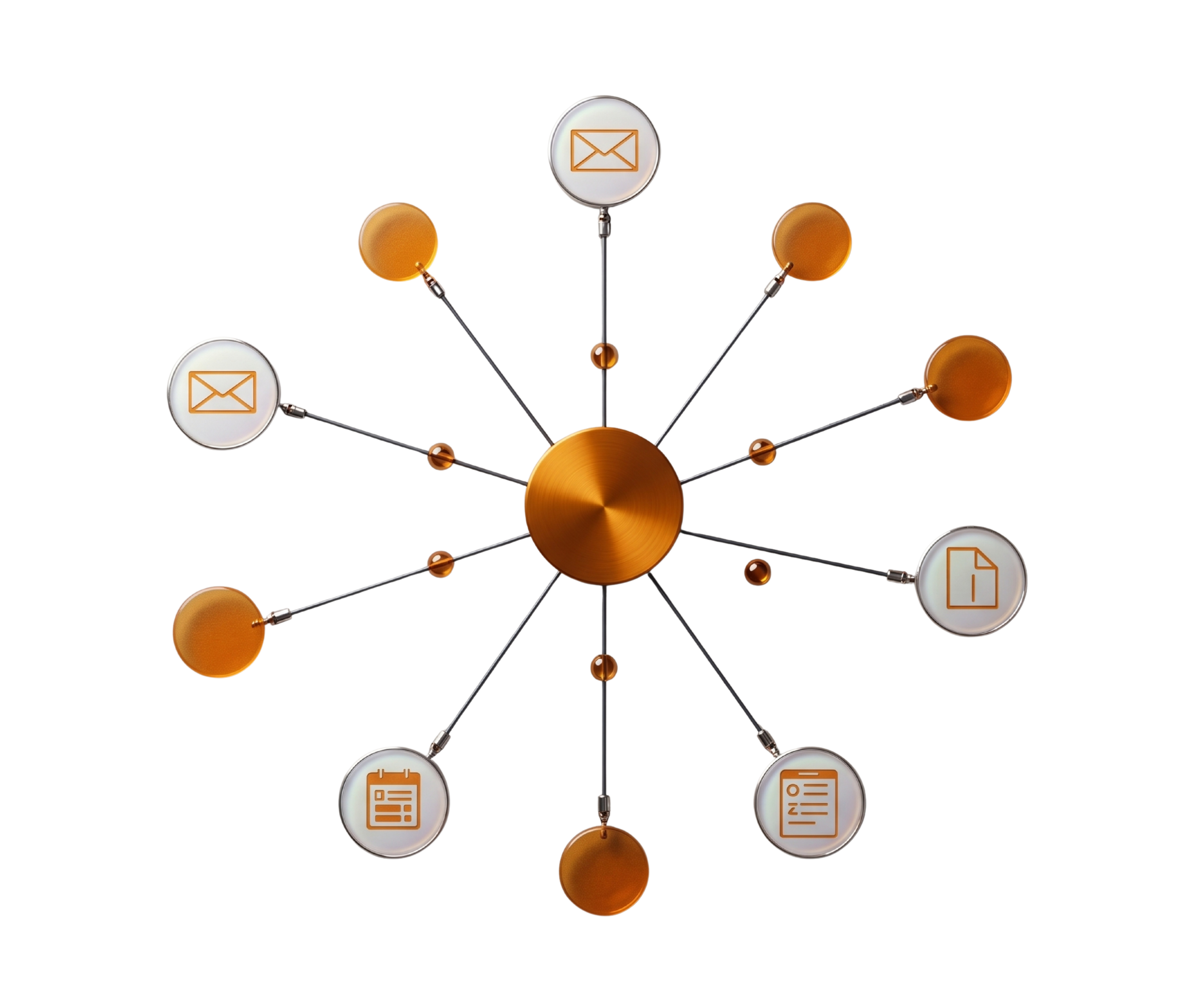 Business applications connected through a central automation hub